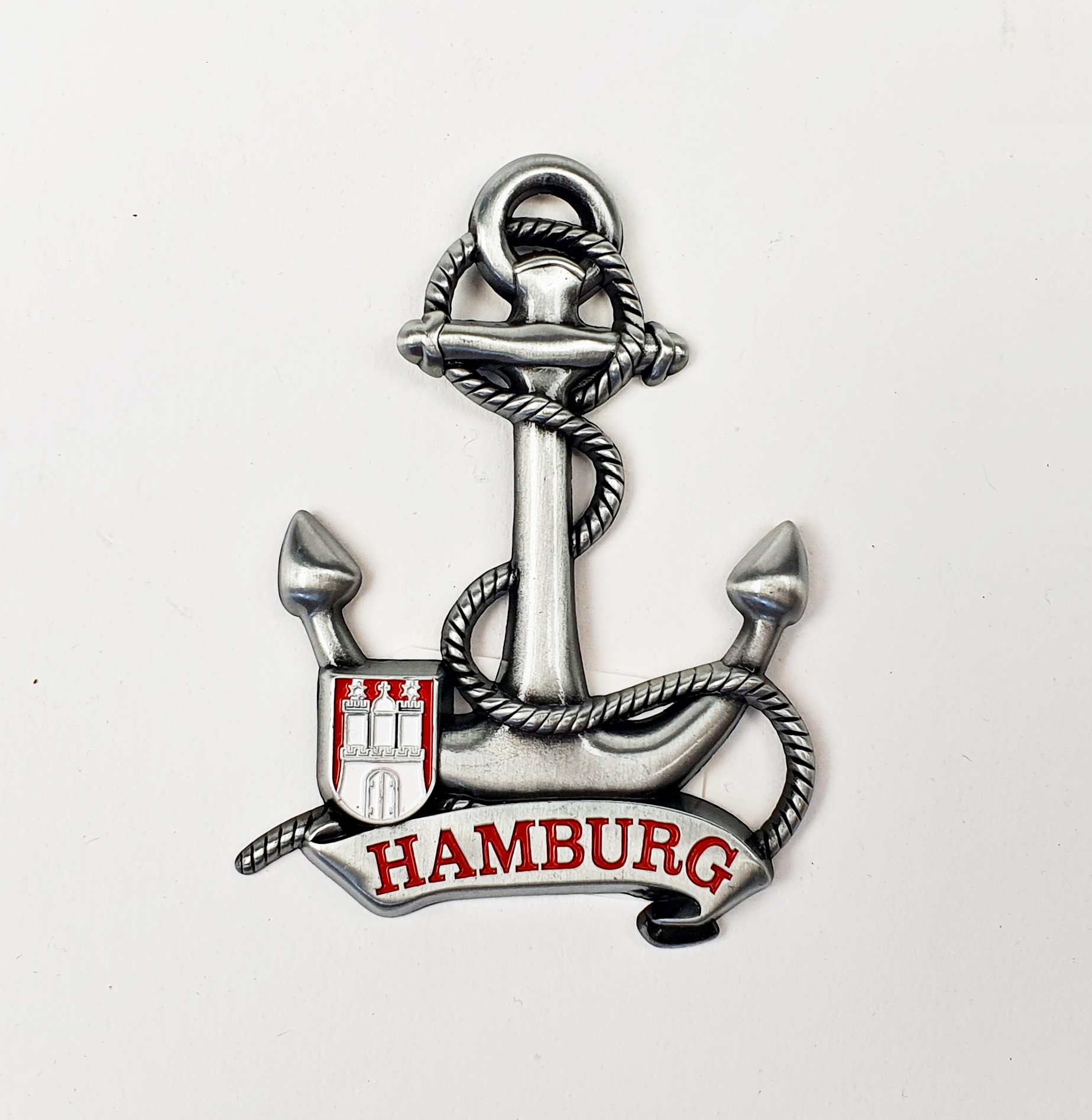 magnet-anker Magnet Anker Tau ROT Silber Titan Hamburg Banderole Wappen Souvenir Mitbringsel Geschenk Deko