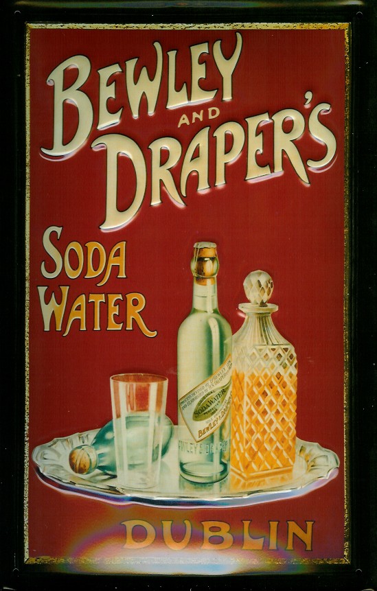 Blechschild Bewley and Draper's Soda Water retro Schild Mineralwasser Werbeschild