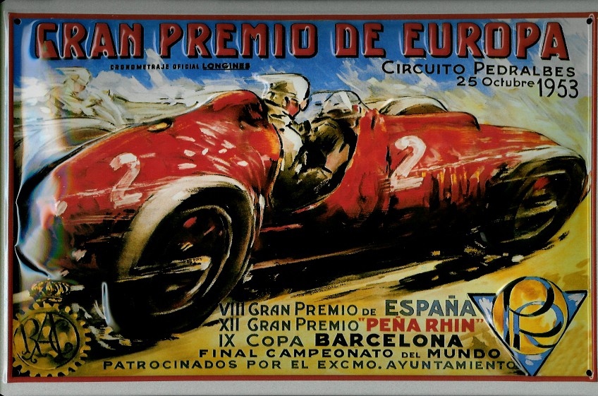 Blechschild Gran Premio Autorennen Barcelona Schild Nostalgieschild