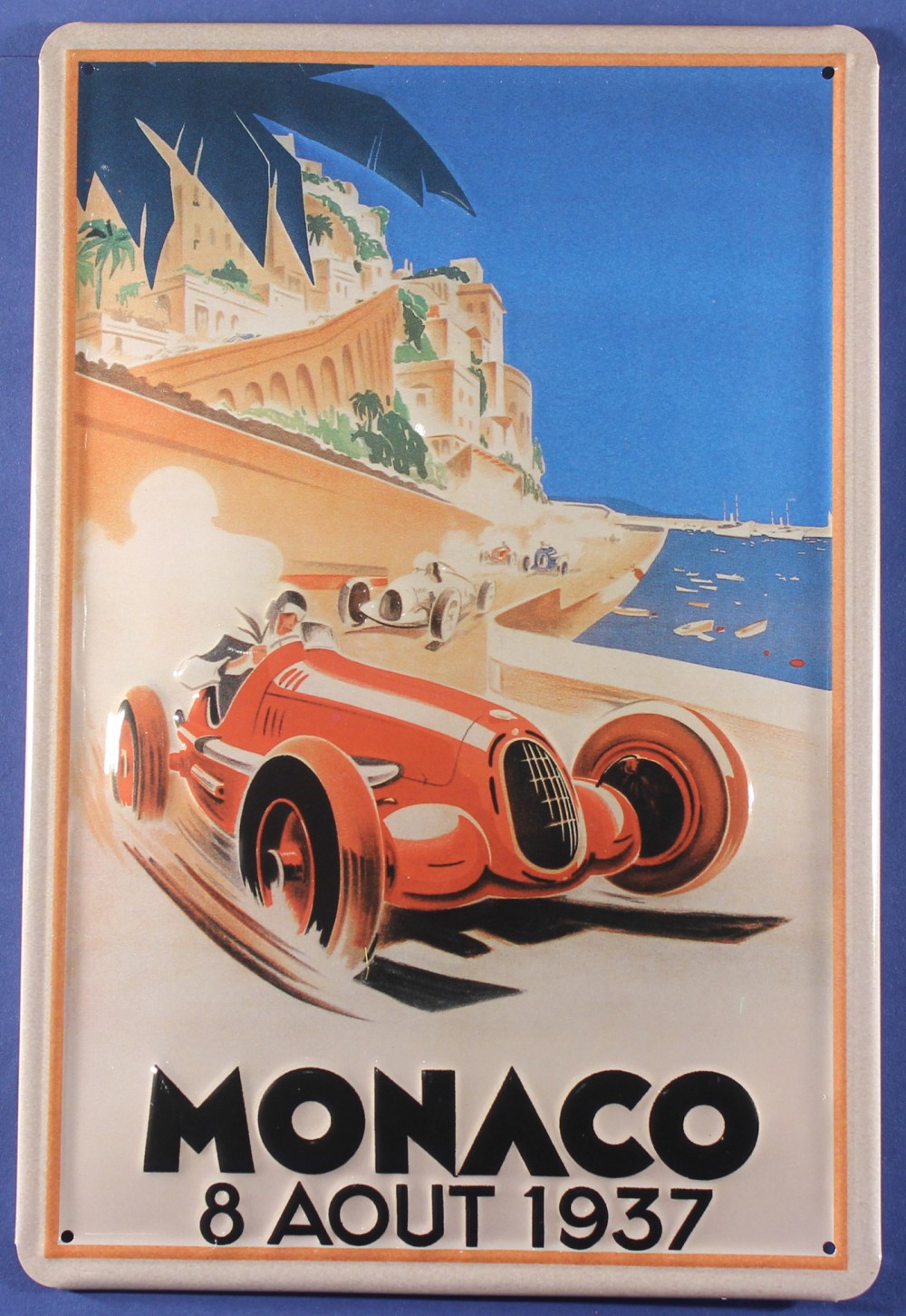 Blechschild Monaco Autorennen 1937 Rennwagen Auto Motorrad Schild Werbeschild retro Nostalgieschild