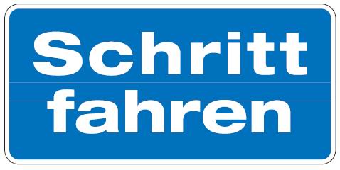 Aluminium Schild Schritt fahren 170x350 mm geprägt