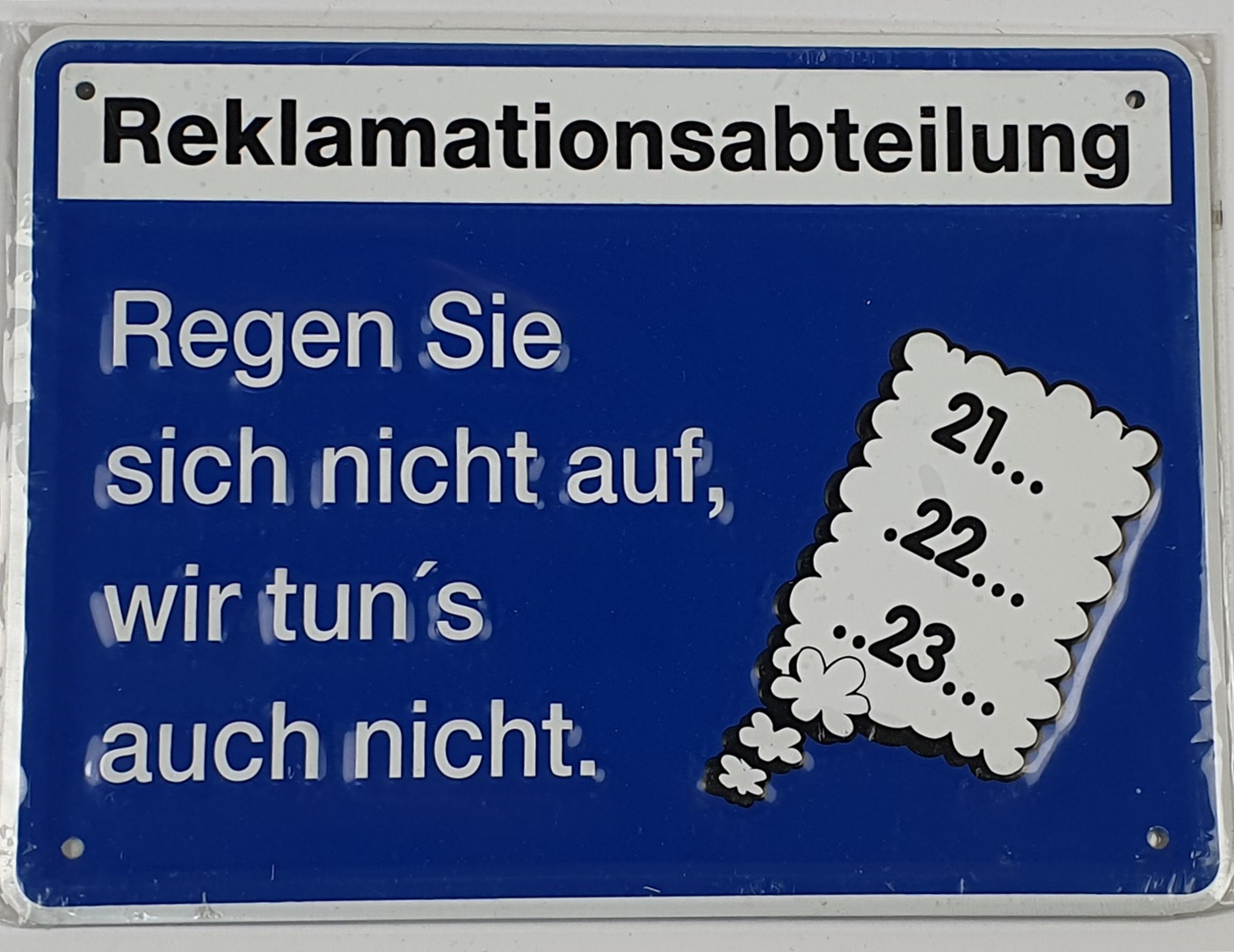 Aluminium Schild Reklamationsabteilung Alu Humor Metallschild