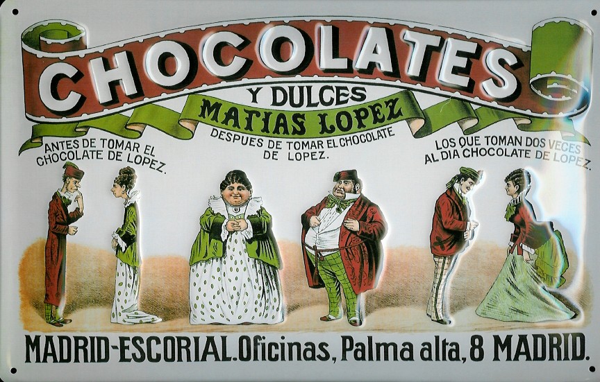 Blechschild Chocolates y Dulces Matias Lopez Madrid Schokolade Schild