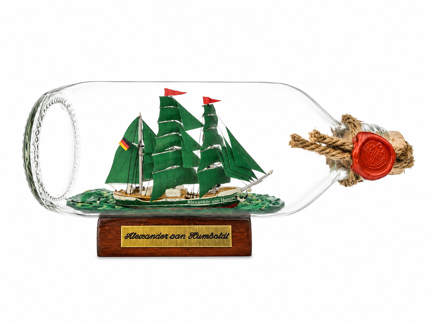 Alexander von Humboldt runde Flasche 0,3 Liter Buddelschiff Flaschenschiff