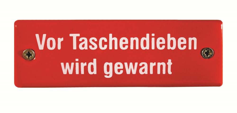 Eisenbahn Schild Vor Taschendieben wird gewarnt Emaille