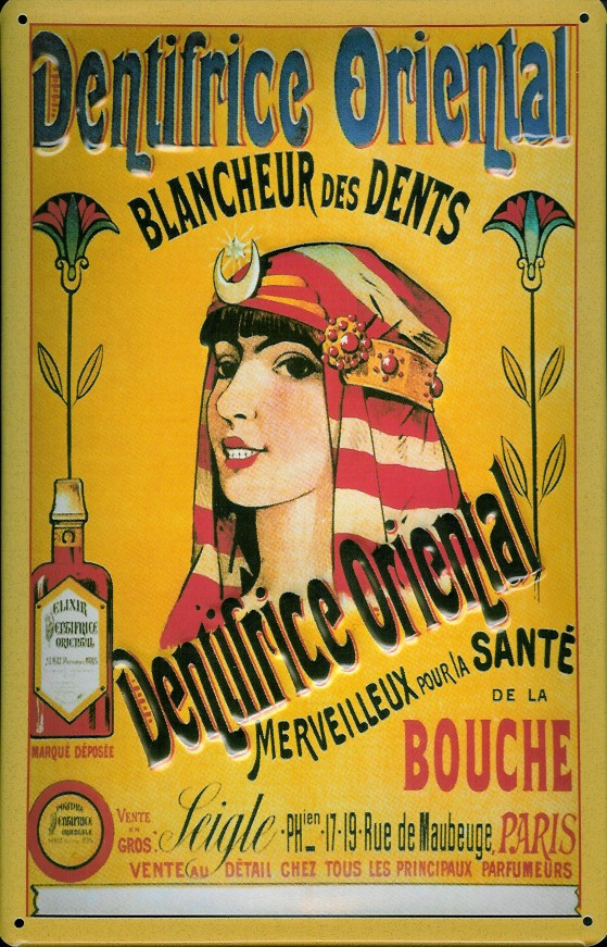 Blechschild Dentifrice Oriental Paris Zahnbleiche Schild retro Werbeschild Nostalgieschild