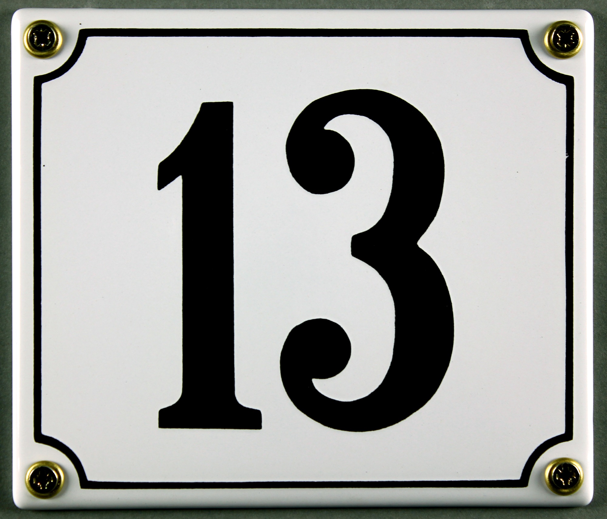 Hausnummernschild 13 weiß 12x14 cm sofort lieferbar Schild Emaille Hausnummer Haus Nummer Zahl Ziffe