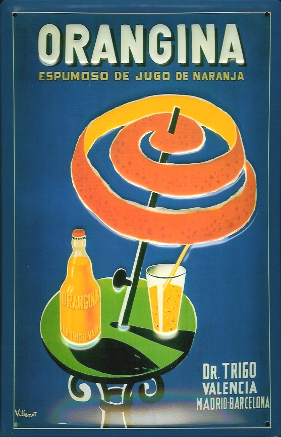 Blechschild Orangina Dr. Trigo Valencia Orangensaft retro Schild nostalgisches Werbeschild
