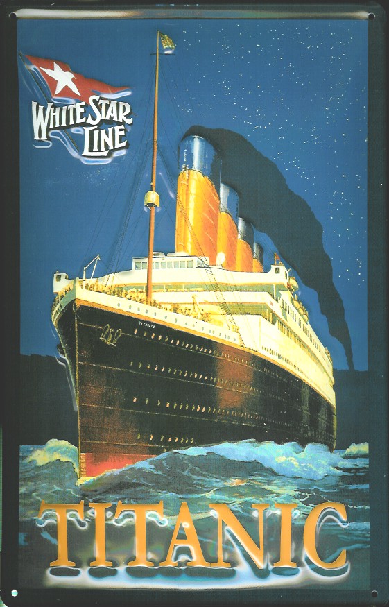 Blechschild Titanic White Star Line dunkelblau Dampfer Reedereiplakat Schiff Schild Nostalgieschild