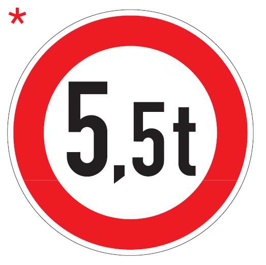 k2620020 Verkehrsschild / Verkehrszeichen Verbot für Fahrzeuge über angegebenes tatsächliches Gewicht 600 mm