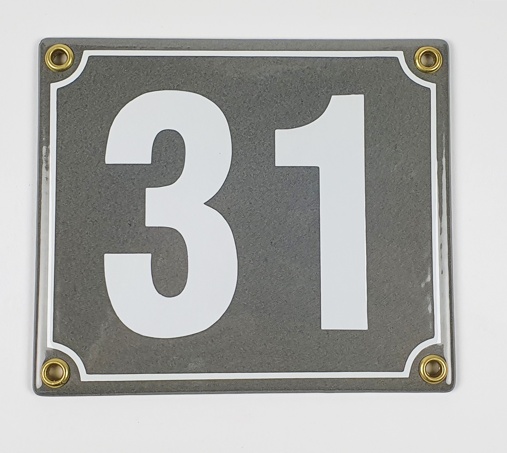31-grau Hausnummernschild 31 anthrazit Blockschrift 14x12 cm Emailleschild
