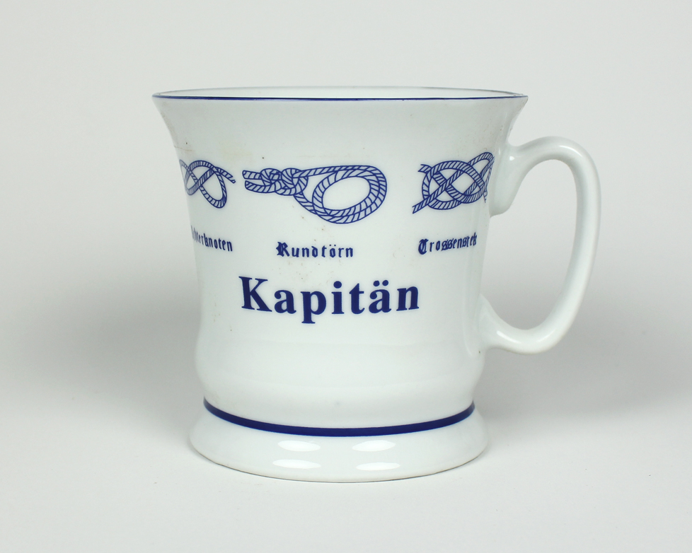 Knotenbecher "Kapitän" Pott mit Seemannsknoten hoch Kaffeebecher Kaffeetasse Kaffee Teepott Tasse Be