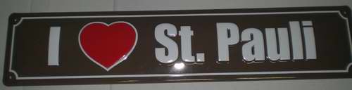 Strassenschild I love St. Pauli aus Stahlblech 46x10 cm Schild Hamburg Stadtteil Souvenir Andenken