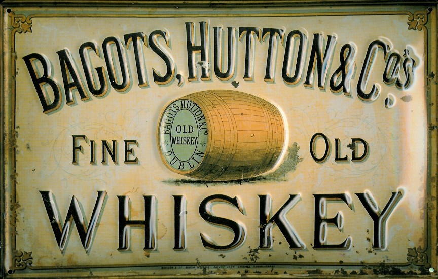 Blechschild Bagots Hutton Whiskey Schild Werbe Nostalgieschild