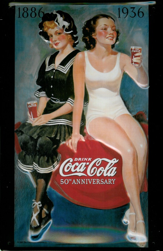 Blechschild Coca Cola 50th Anniversary 1886 - 1936 Werbeschild Retro Schild