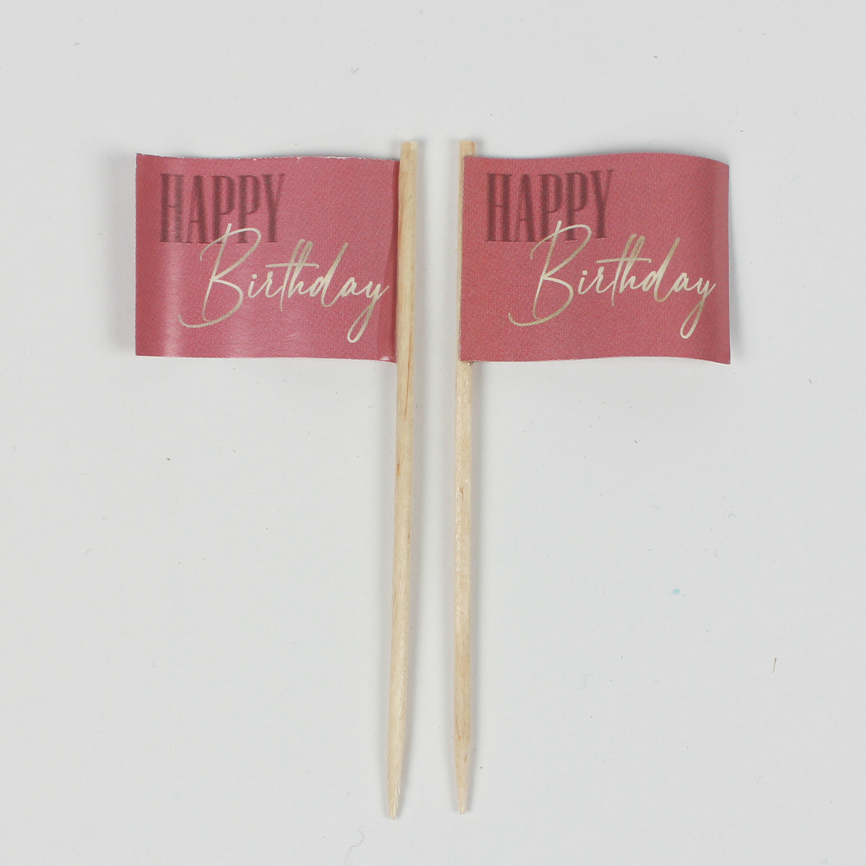 Happy Birthday Party Picker altrosa Pink mit goldglänzenden Schriftzug