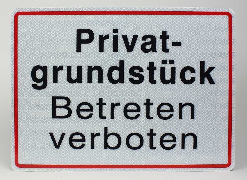 Aluminium Schild reflektierend Privatgrundstück Betreten verboten 33x24 cm Stärke 2mm