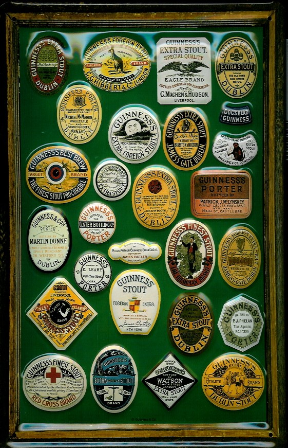 G892-Framed-Labels-1 Blechschild Guinness Bier framed Labels 1 grün Schild Werbeschild