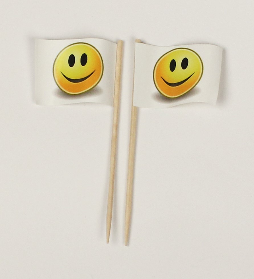 Party-Picker Flagge Smiley weiß Smily Papierfähnchen in Spitzenqualität 50 Stück Beutel