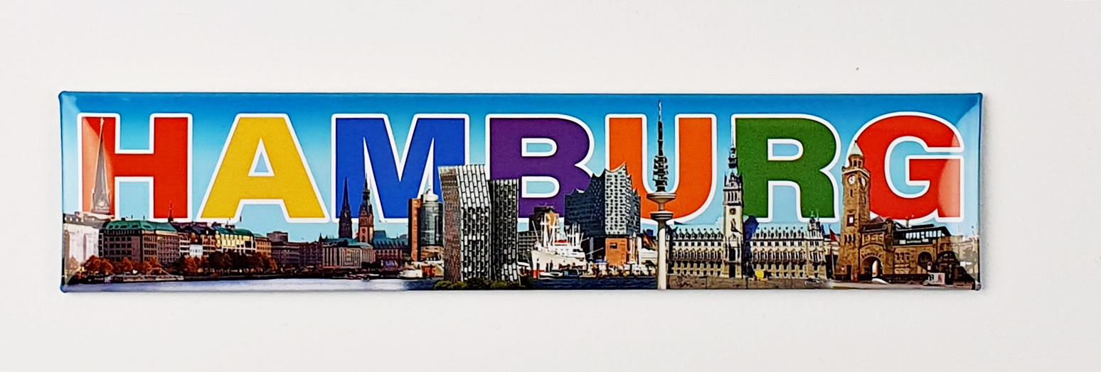 Magnet Straßenschild Hamburg Skyline bunt Souvenir Mitbringsel Geschenk Deko