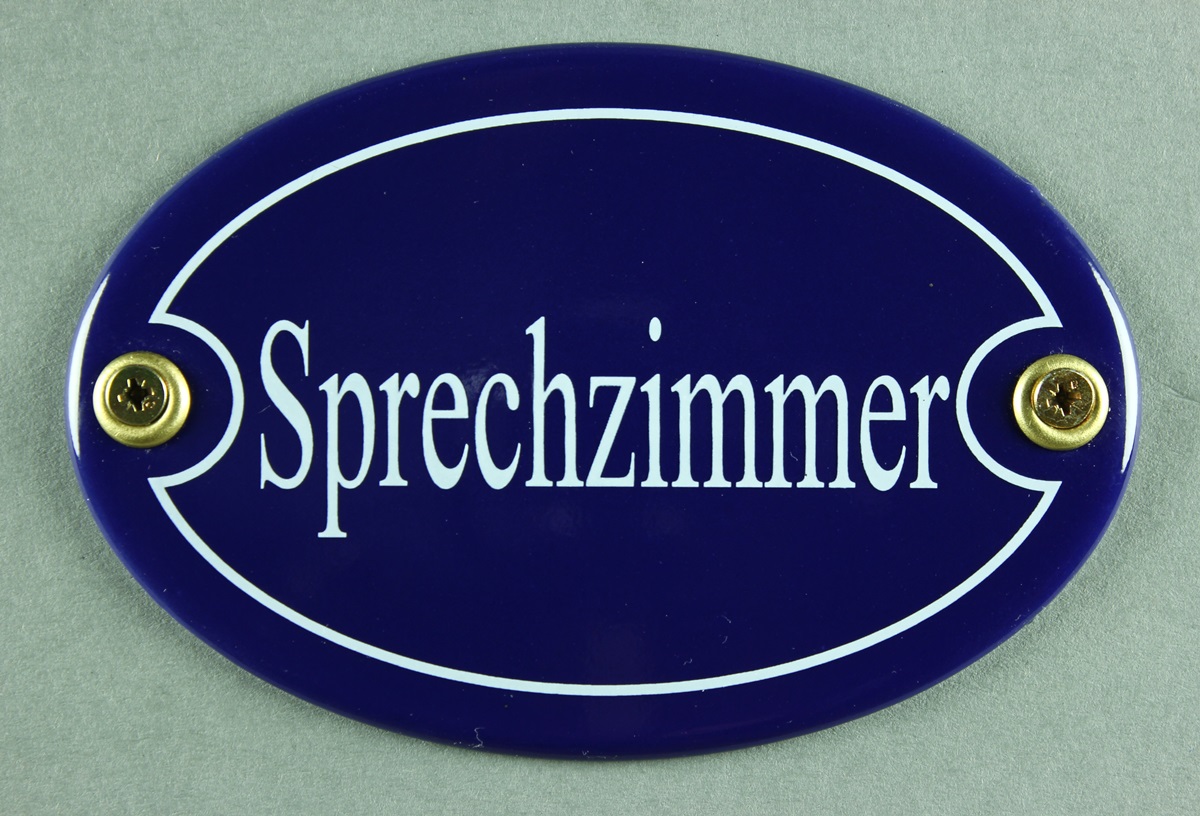 Emaille Türschild Sprechzimmer blau oval Schild Emailleschild Metallschild Blechschild