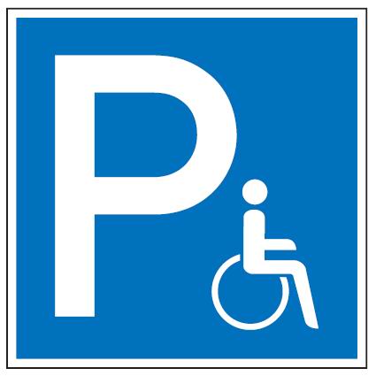 Aluminium Schild Parkplatz P Rollstuhlfahrer 250x250 mm geprägt