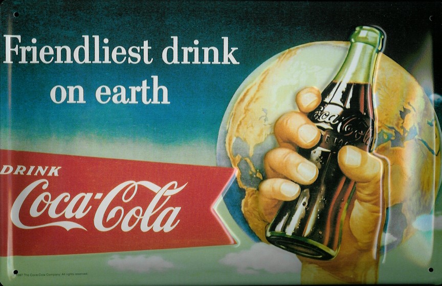 Blechschild Coca Cola friendliest drink on earth retro Schild Coke Nostalgieschild