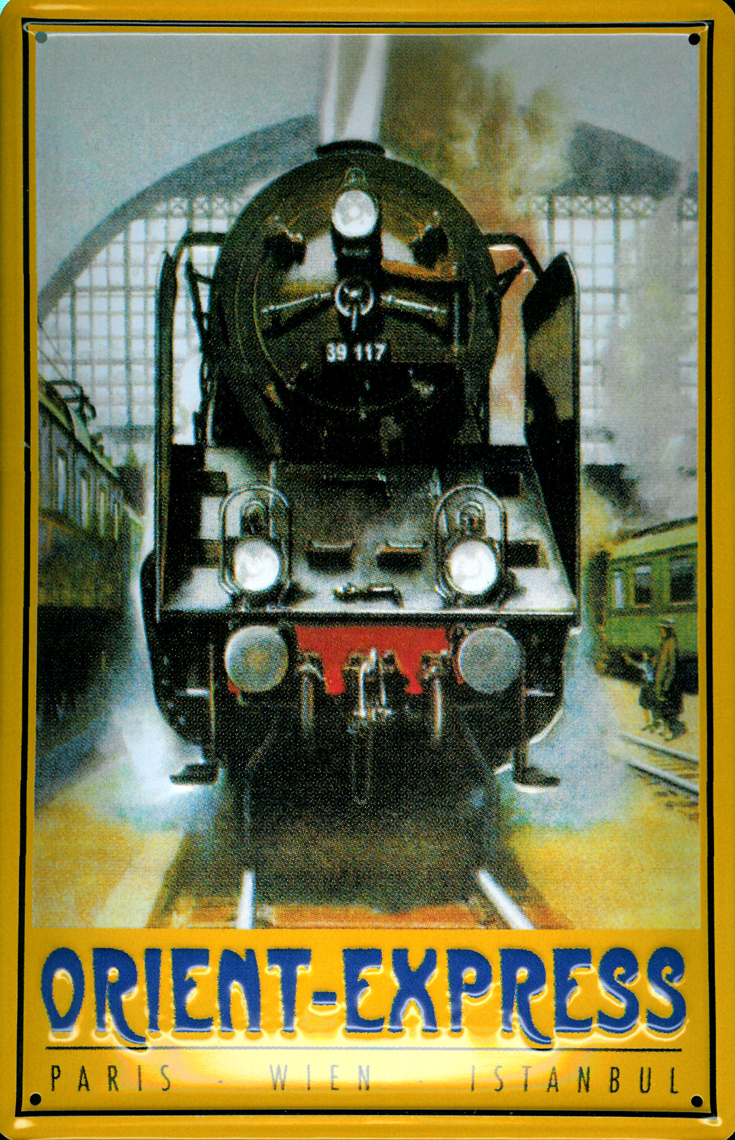 Blechschild Orient Express Eisenbahn Dampflokomotive Schild Nostalgieschild