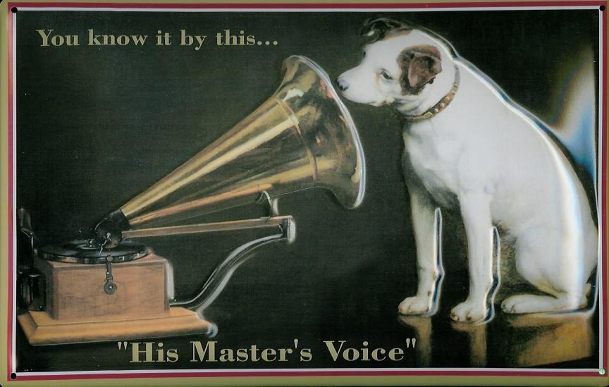 Blechschild Nostalgieschild :  His Masters Voice (Querformat)