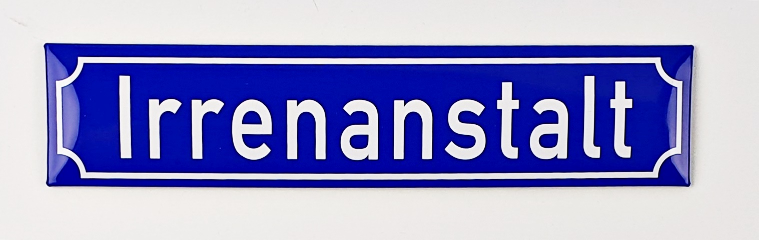 Magnet Straßenschild Irrenanstalt Souvenir Mitbringsel Geschenk Deko