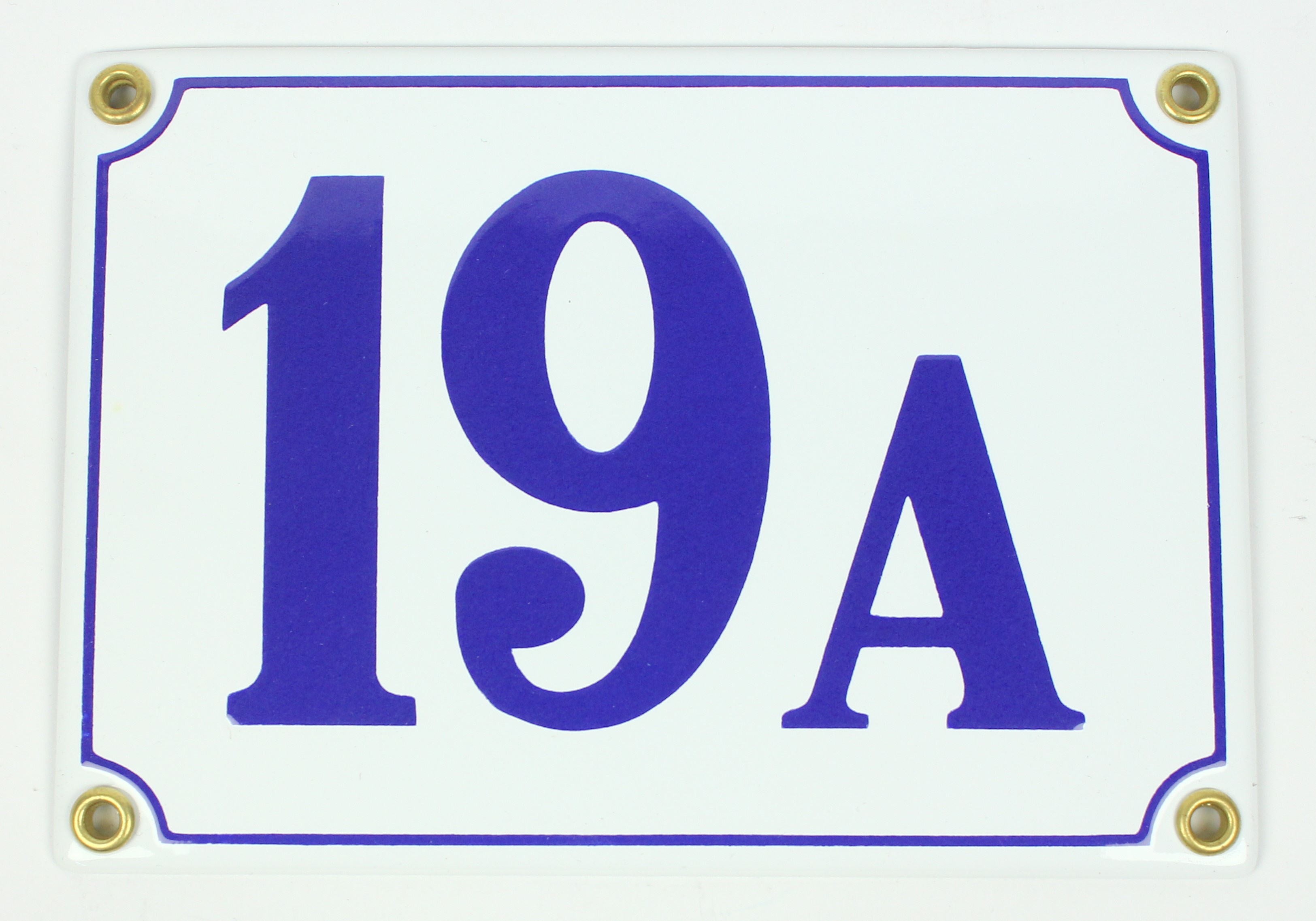 Hausnummernschild 19A weiß Clarendon 18x12 cm Emailleschild