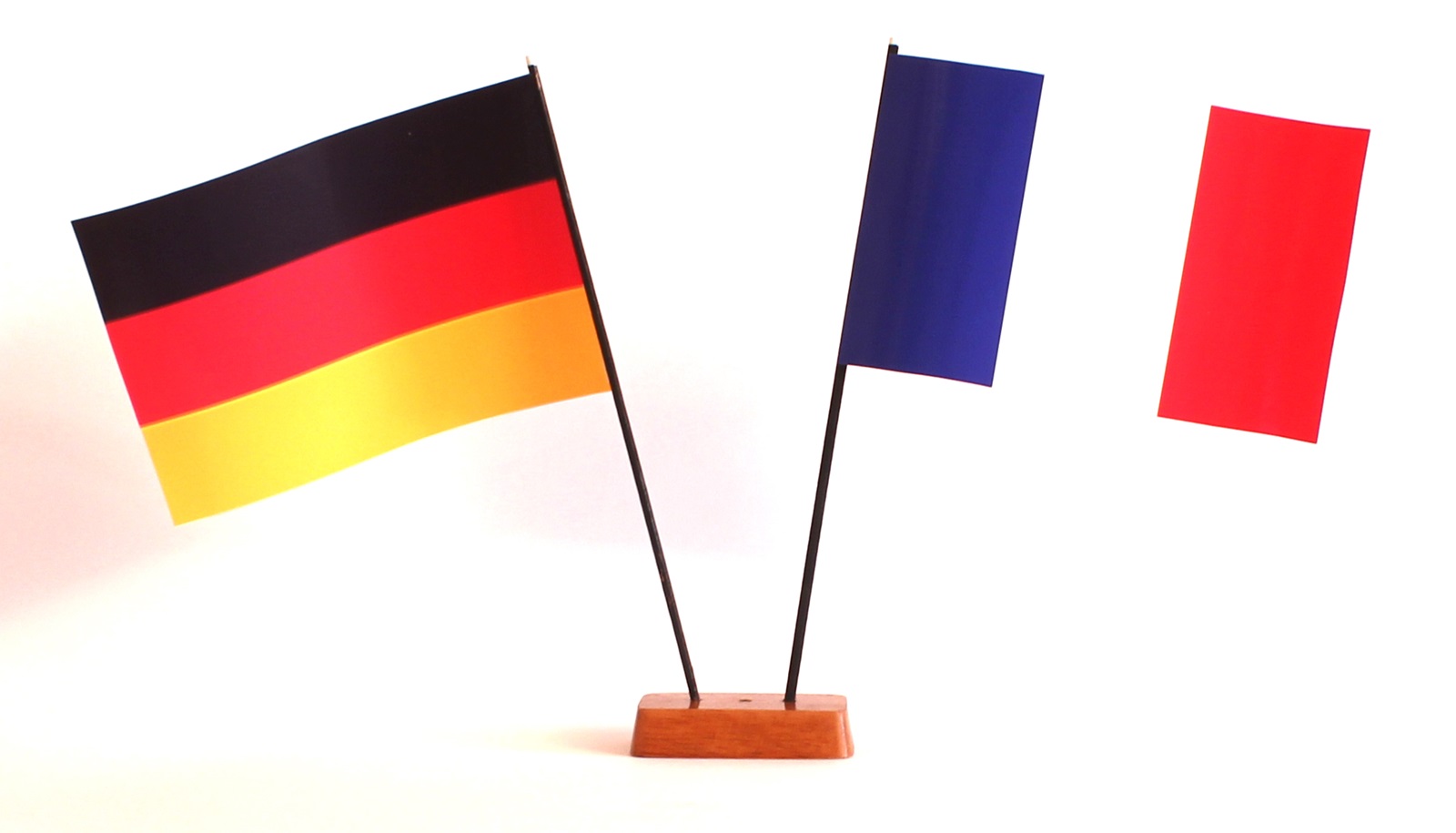 Mini Tischflagge Frankreich 9x14 cm Höhe 20 cm mit Gratis-Bonusflagge und Holzsockel Tischfähnchen