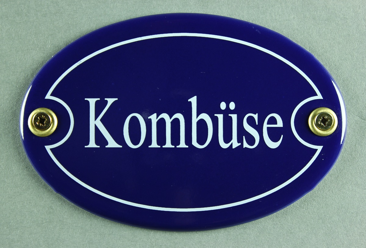 Emaille Türschild Kombüse blau oval Schild Emailleschild Metallschild Blechschild