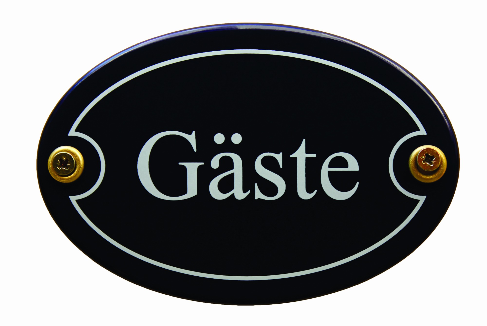 Emaille Türschild Gäste blau oval Schild