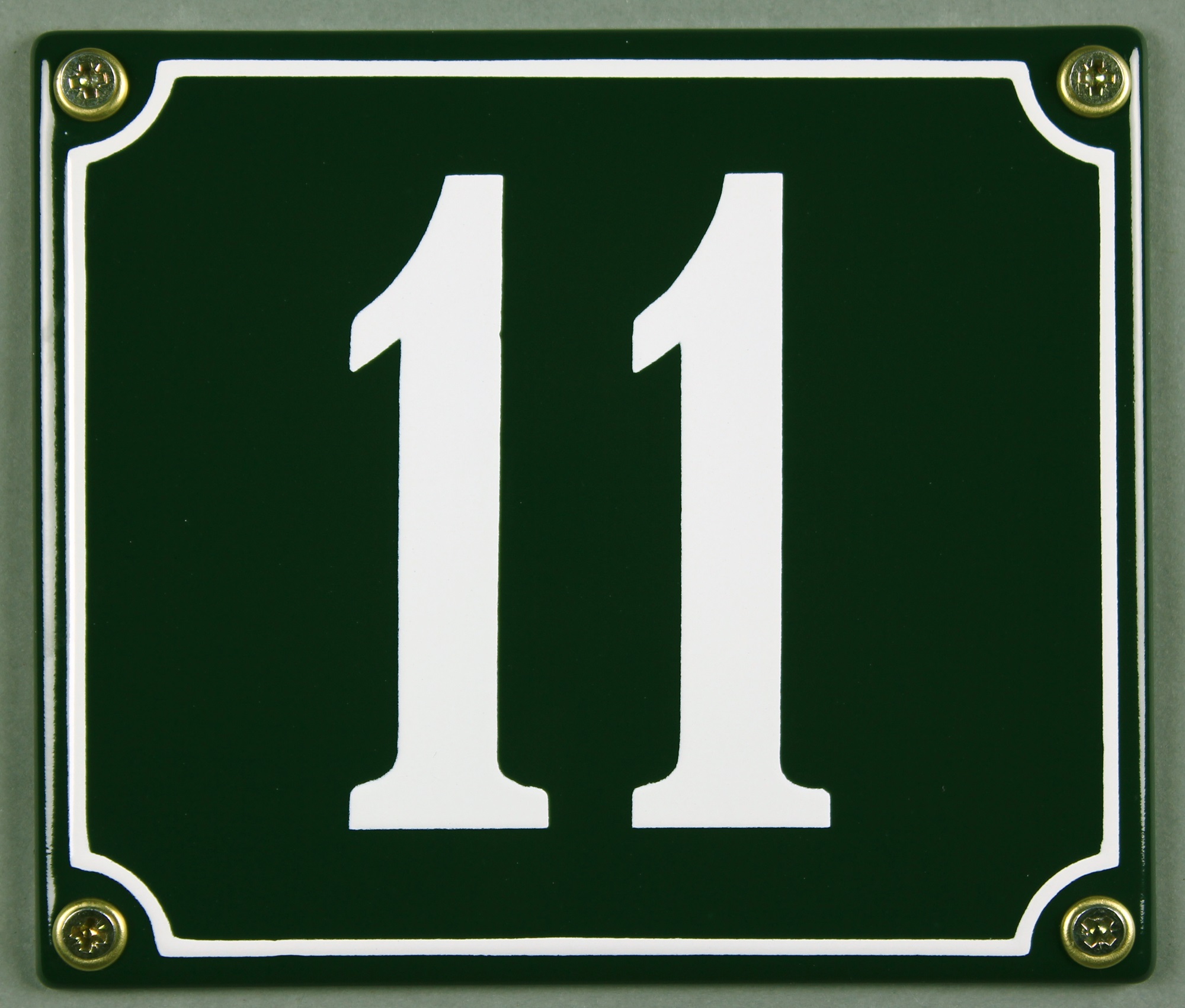 Hausnummernschild 11 grün 12x14 cm sofort lieferbar Schild Emaille Hausnummer Haus Nummer Zahl Ziffe