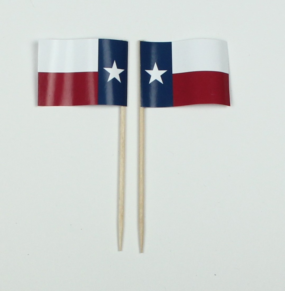 Party-Picker Flagge Texas USA Bundesstaat Papierfähnchen in Spitzenqualität 50 Stück Beutel