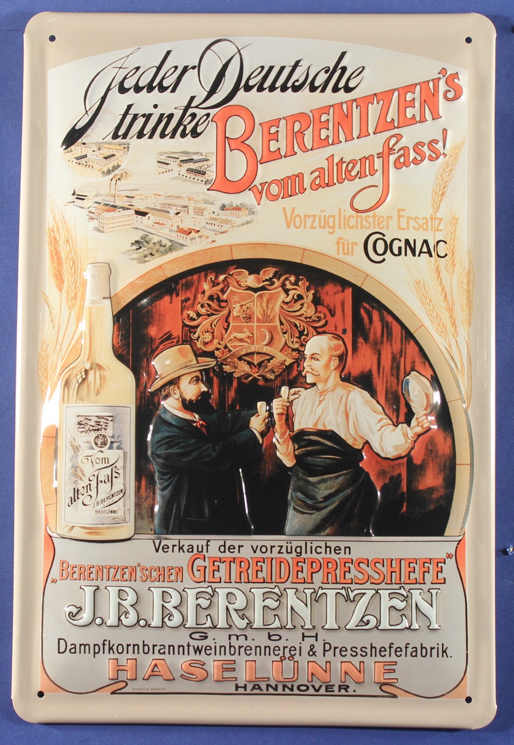 Blechschild Berentzen Korn Cognac Ersatz Schild Nostalgie Werbeschild