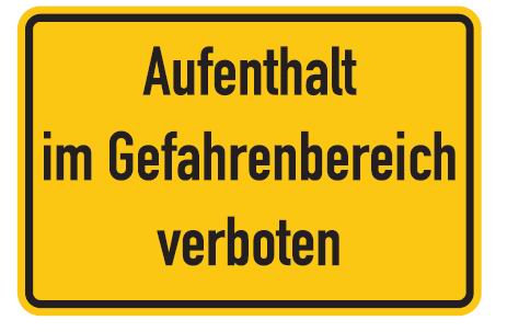 Aluminium Schild Aufenthalt im Gefahrenbereich verboten 200x300 mm geprägt