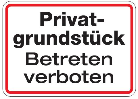 Aluminium Schild Privatgrundstück Betreten verboten 180x250 mm geprägt