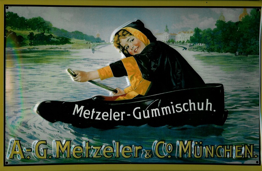 B224-Metzeler-G Blechschild Nostalgieschild Metzeler Gummischuh Boot