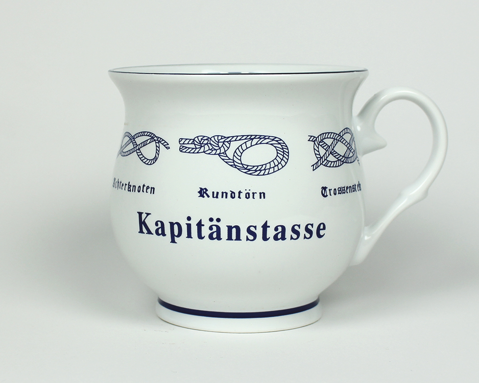 Knotenbecher Kapitänstasse mit Seemannsknoten bauchig Kaffeebecher Kaffeetasse Kaffee Pott