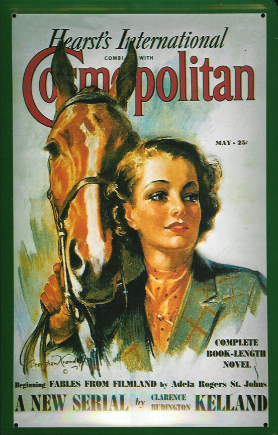 Blechschild Nostalgieschild Cosmopolitan Filmplakat Frau mit Pferd