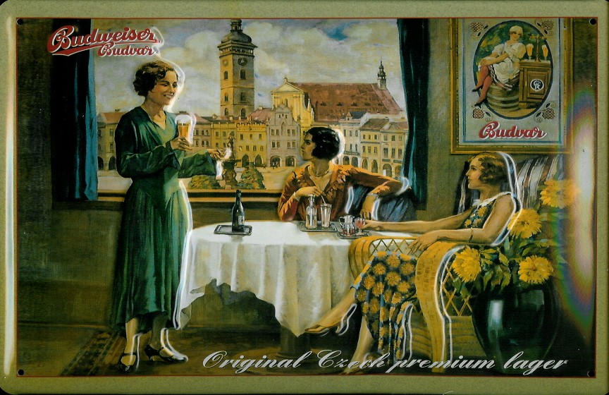 D218-Budweiser-Frauen Blechschild Budweiser Bier Frauen Schild retro Reklameschild Werbeschild