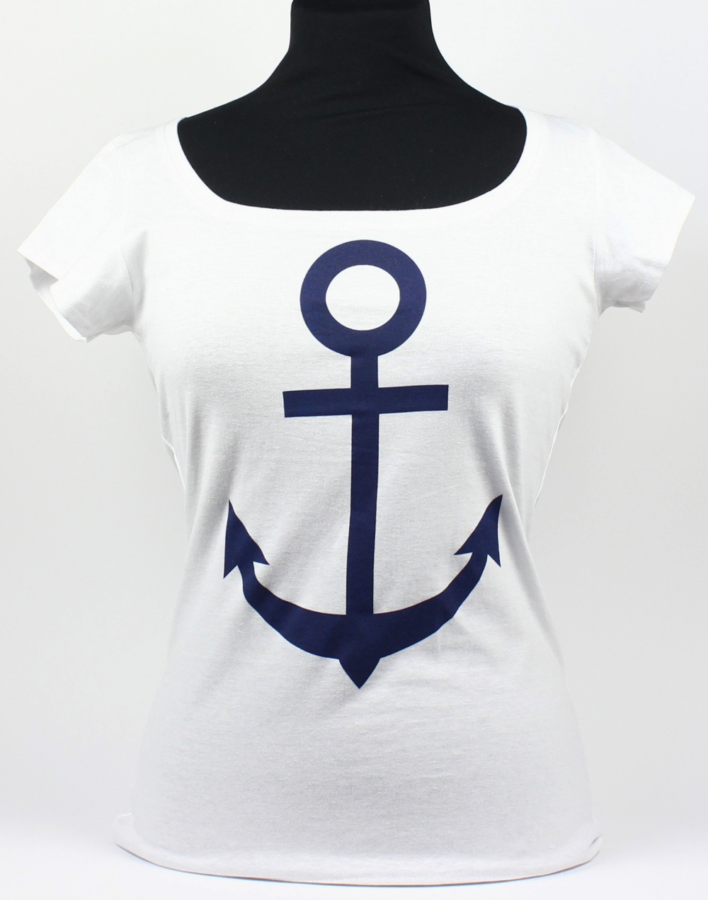 T-Shirt weiß mit Anker Motiv blau Damen Shirt