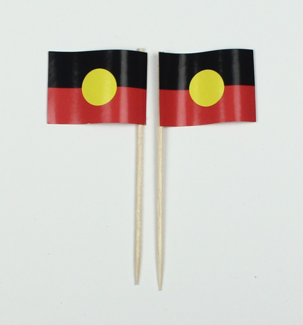 13847597b9b2faa90c Party-Picker Flagge Aborigines Australien Papierfähnchen in Spitzenqualität 50 Stück Beutel