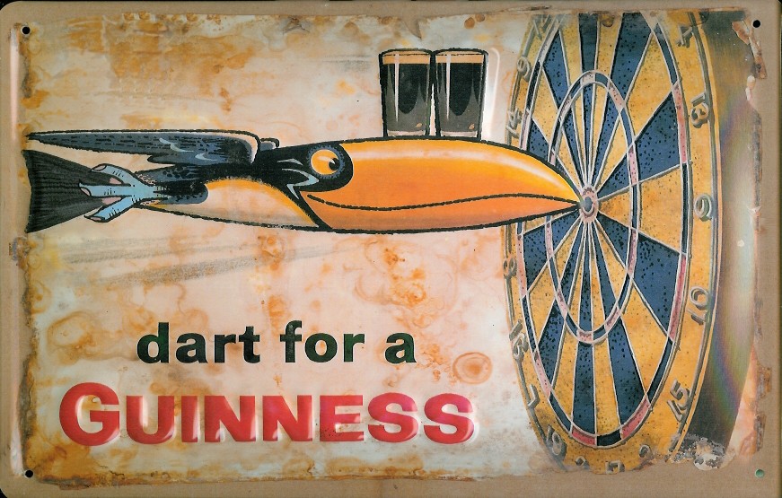 Blechschild Guinness Bier Dartbord Toucan Dart Pfeil retro Schild Werbeschild