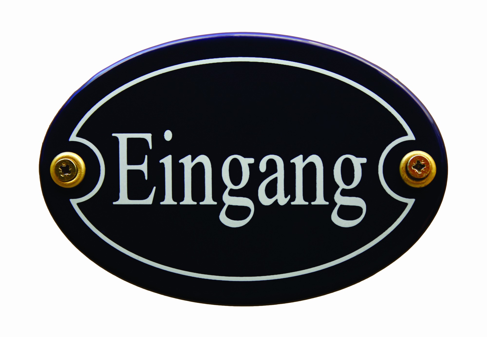 Emaille Türschild Eingang blau oval Schild Emailleschild Metallschild Blechschild