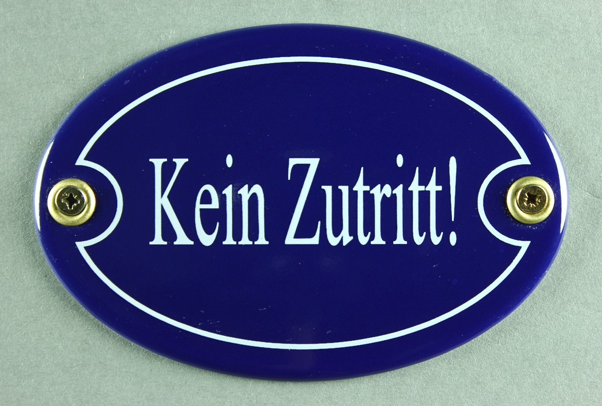 Emaille Türschild Kein Zutritt blau oval Schild Toilettenschild Emailleschild Metallschild Blechschi