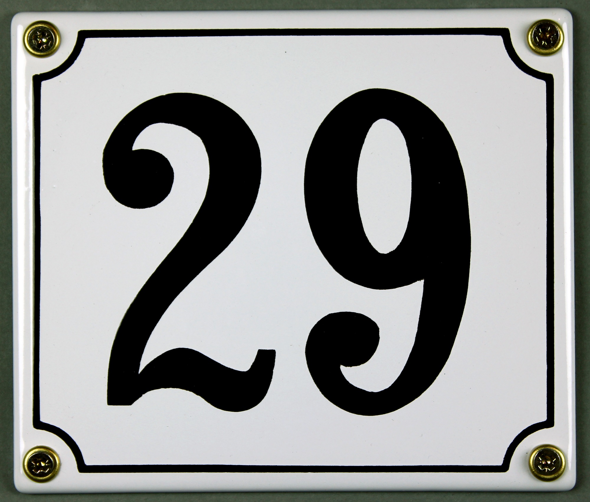 Hausnummernschild 29 weiß 12x14 cm sofort lieferbar Schild Emaille Hausnummer Haus Nummer Zahl Ziffe