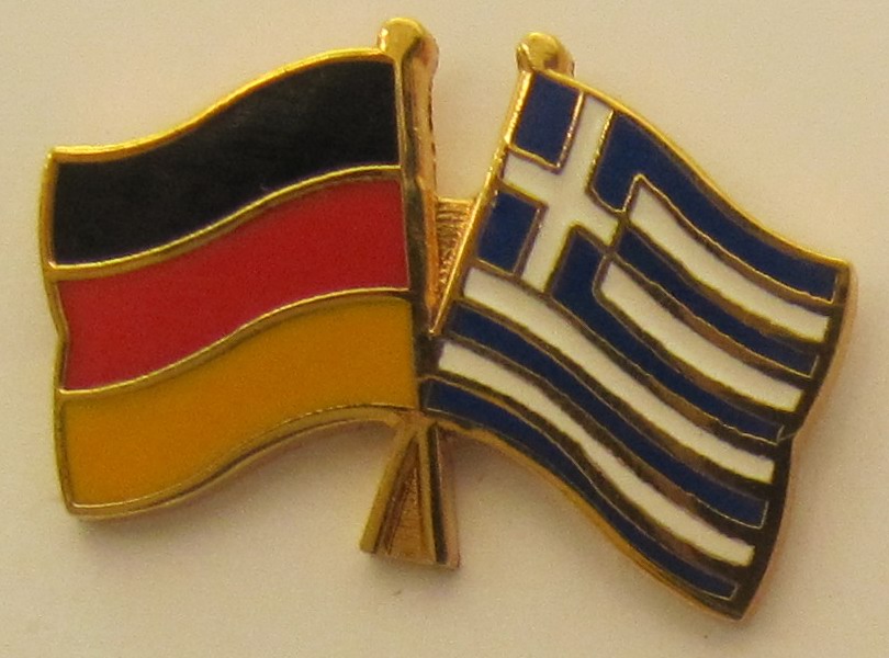 Griechenland / Deutschland Freundschafts Pin Anstecker Flagge Fahne Nationalflagge